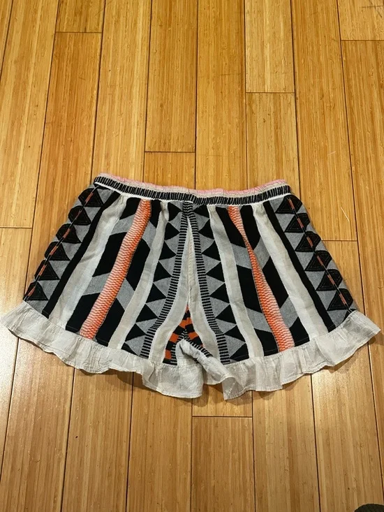 Devotion TWINS Black White Pink & Orange Geometric Shorts size M - Picture 2 of 5